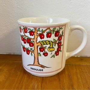 Vintage Recycled Paper Products Japan Coffee Mug Indulge Snake in Apple Tree